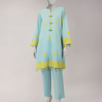 Lawn Blue Unstitched Suit - J. Junaid Jamshed