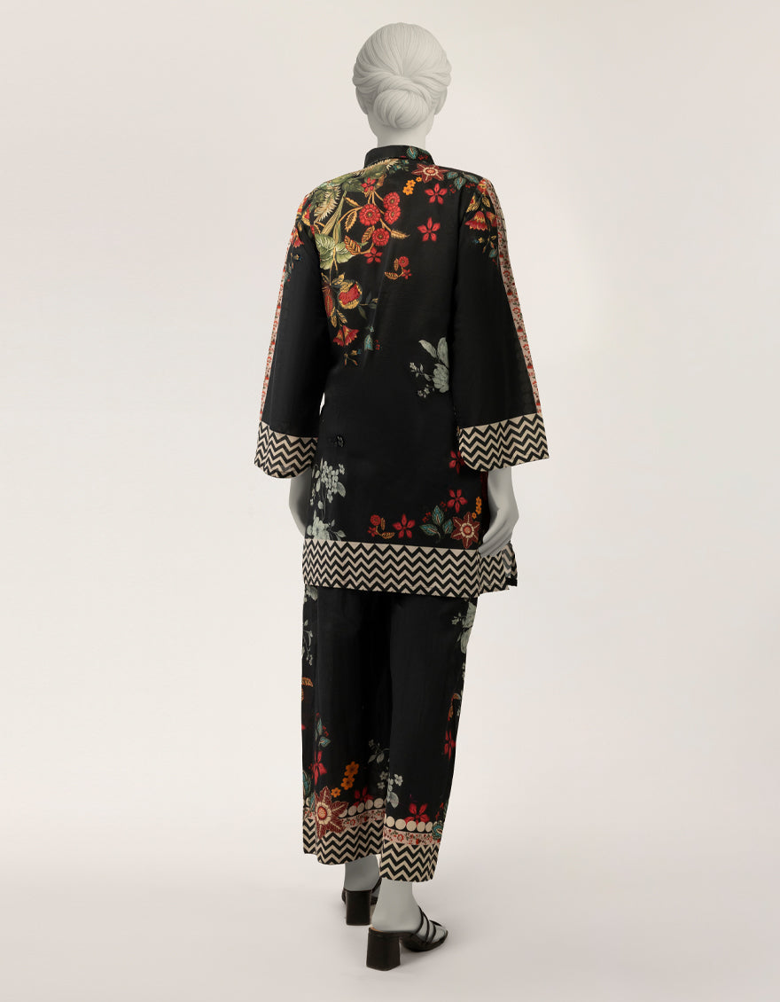 Lawn Black Stitched Suit - J. Junaid Jamshed