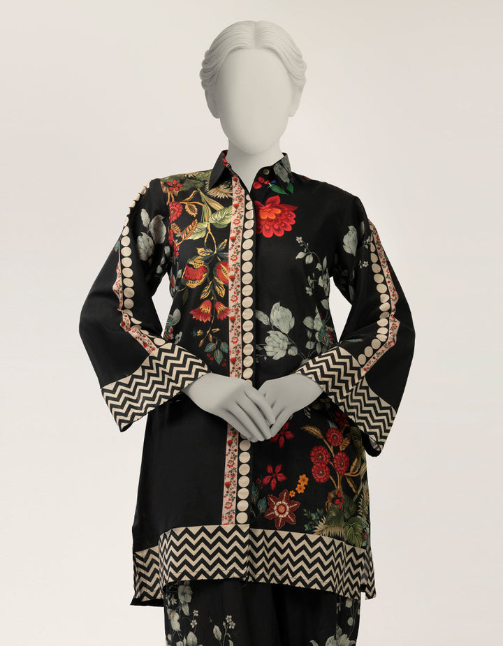 Lawn Black Stitched Suit - J. Junaid Jamshed