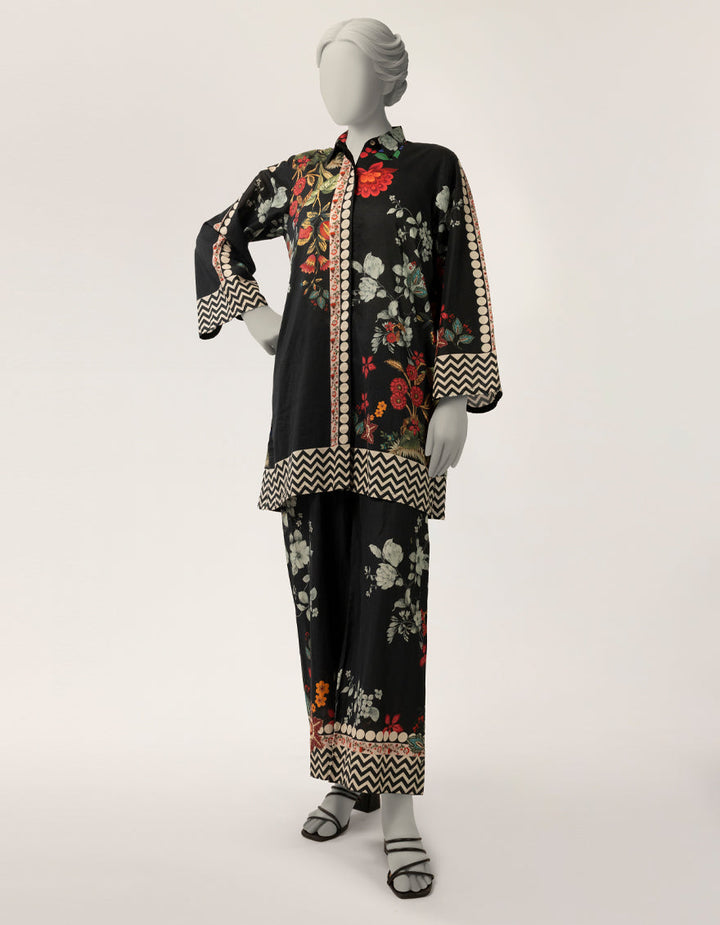 Lawn Black Stitched Suit - J. Junaid Jamshed