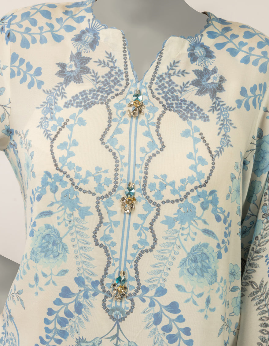 Maple Silk White Stitched Suit - J. Junaid Jamshed