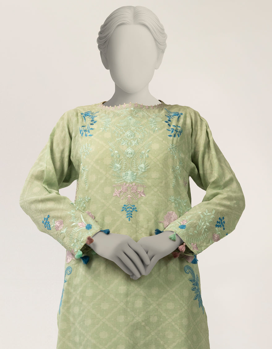 Dobby Green Stitched Suit - J. Junaid Jamshed