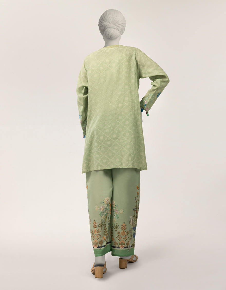 Dobby Green Stitched Suit - J. Junaid Jamshed