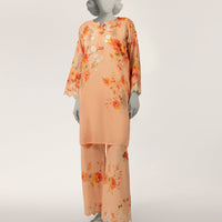 Lawn Peach Stitched Suit - J. Junaid Jamshed