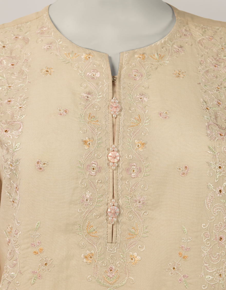 Lawn Beige Stitched Suit - J. Junaid Jamshed