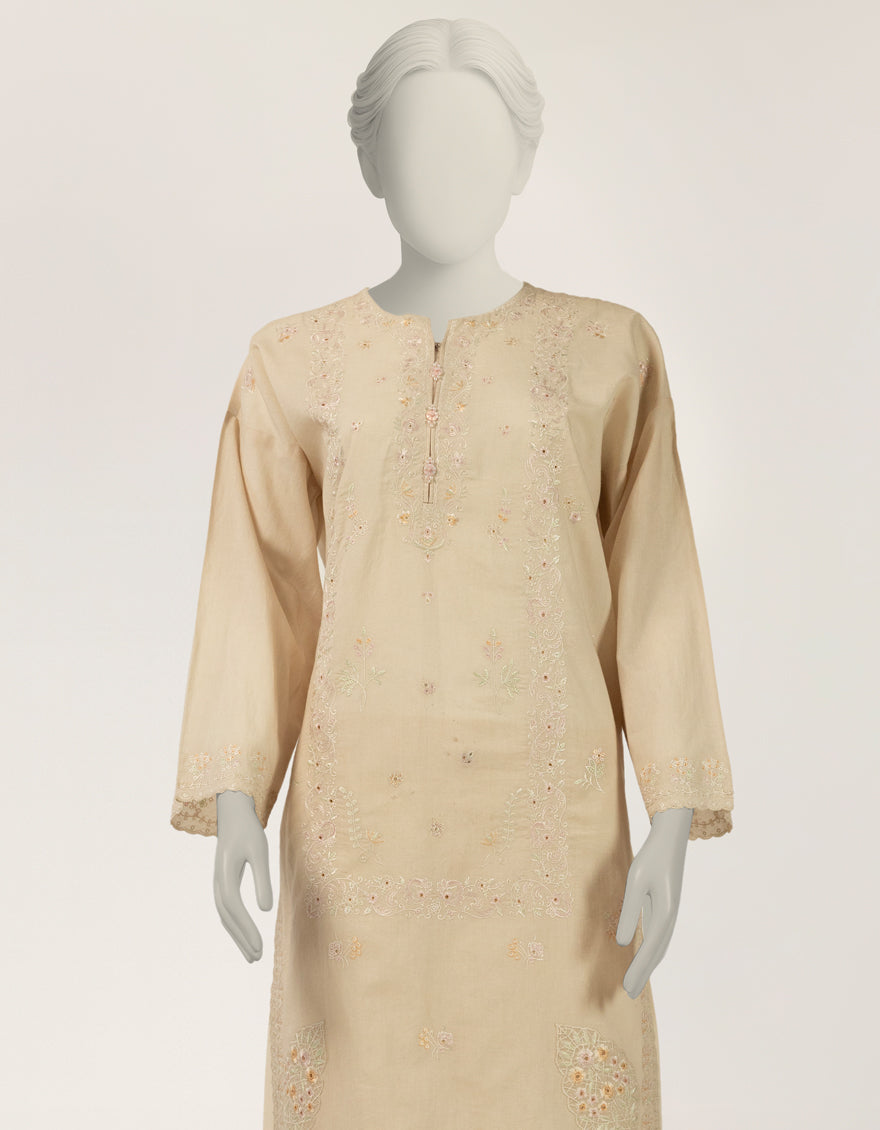 Lawn Beige Stitched Suit - J. Junaid Jamshed
