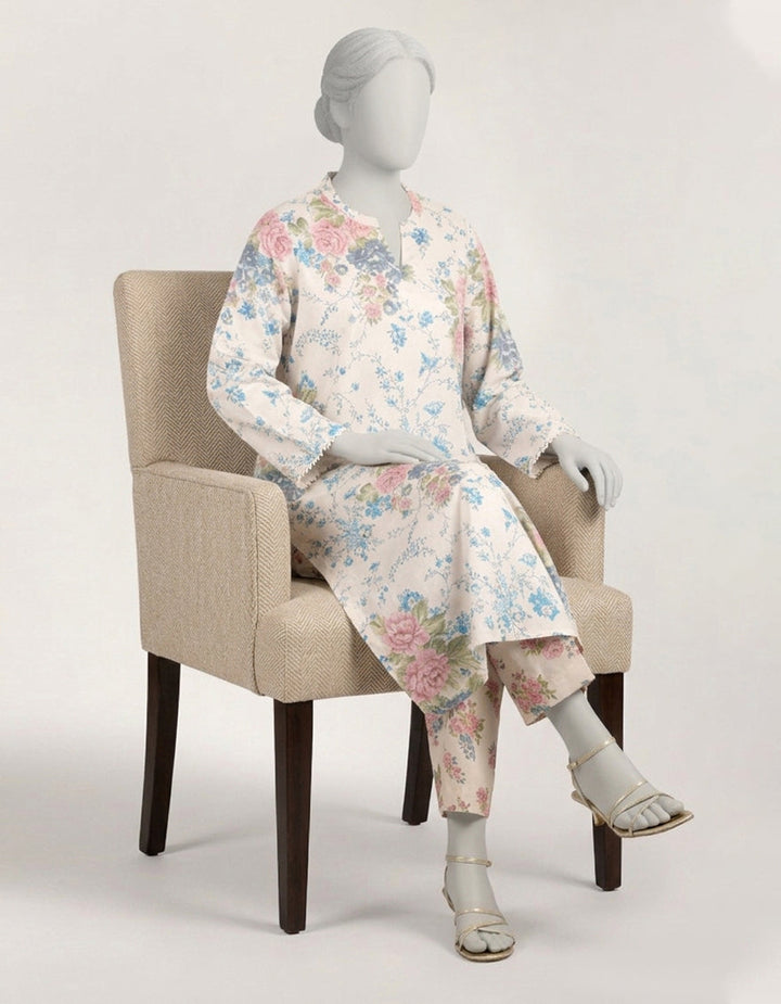 Lawn White Stitched Suit - J. Junaid Jamshed