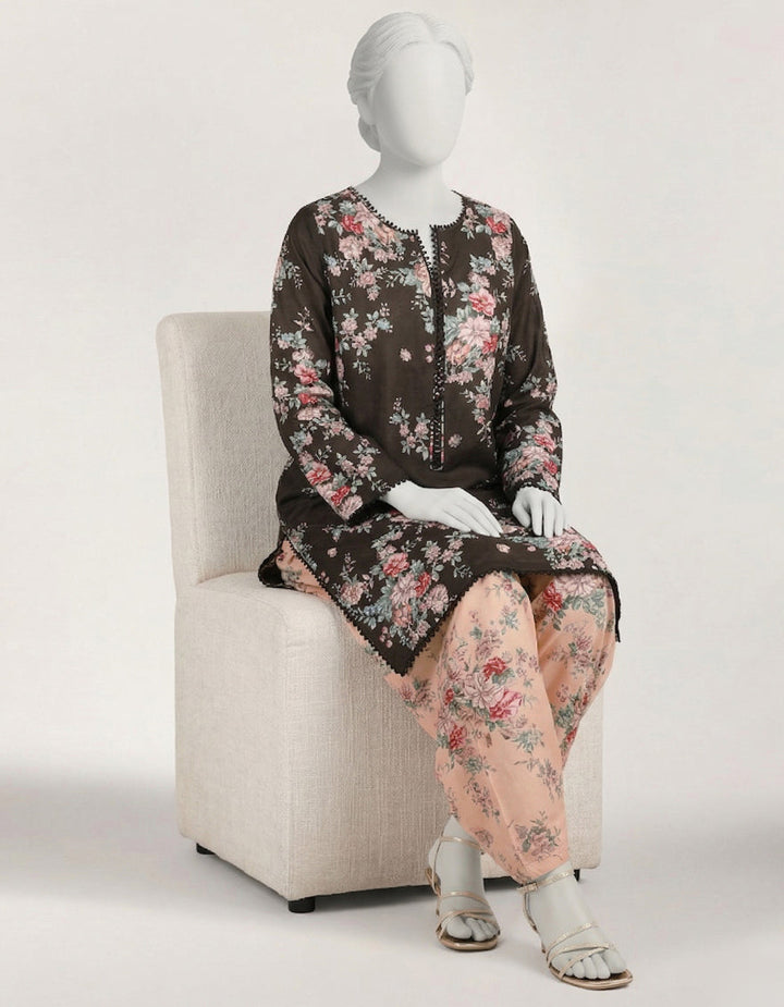 Lawn Black Stitched Suit - J. Junaid Jamshed