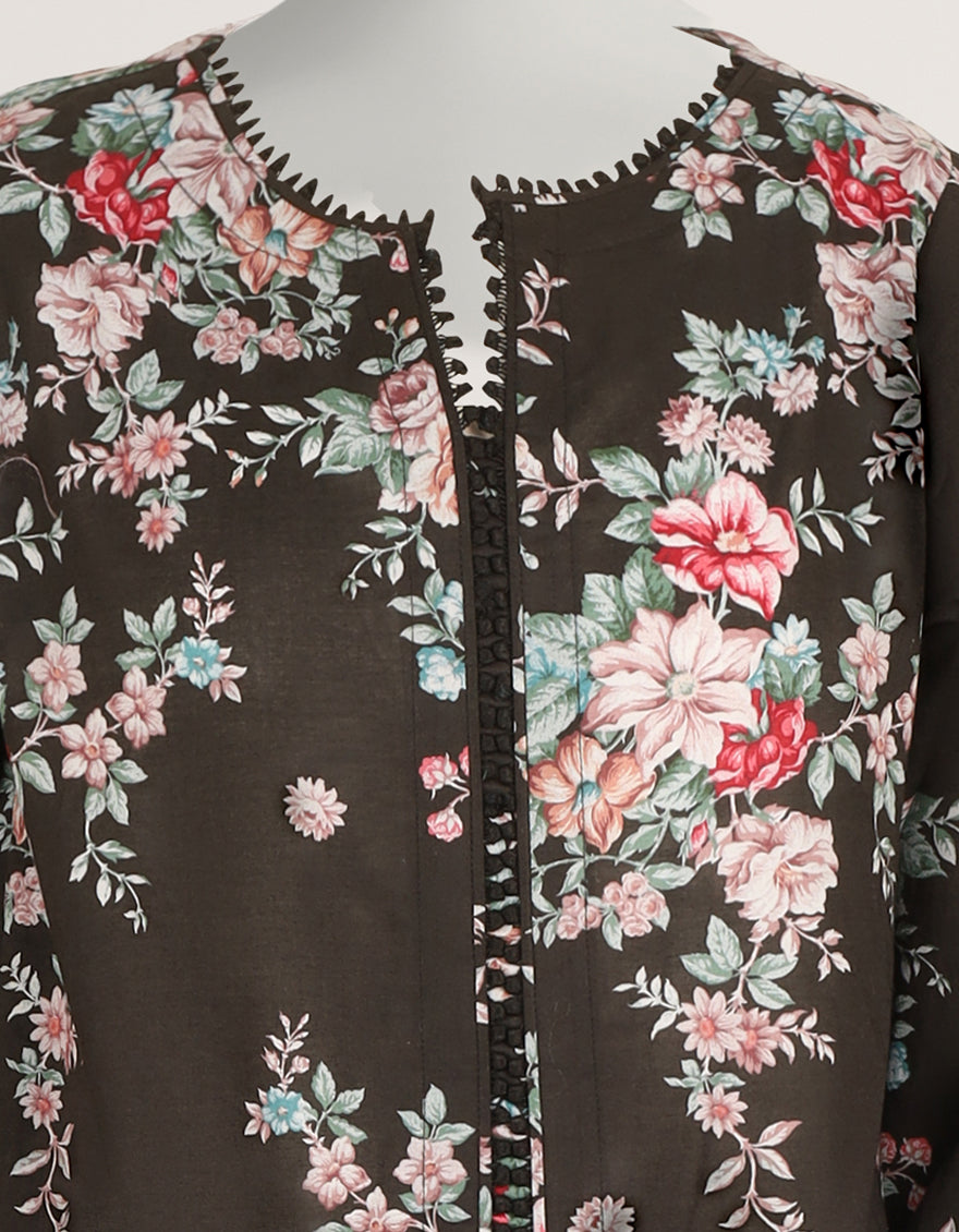 Lawn Black Stitched Suit - J. Junaid Jamshed