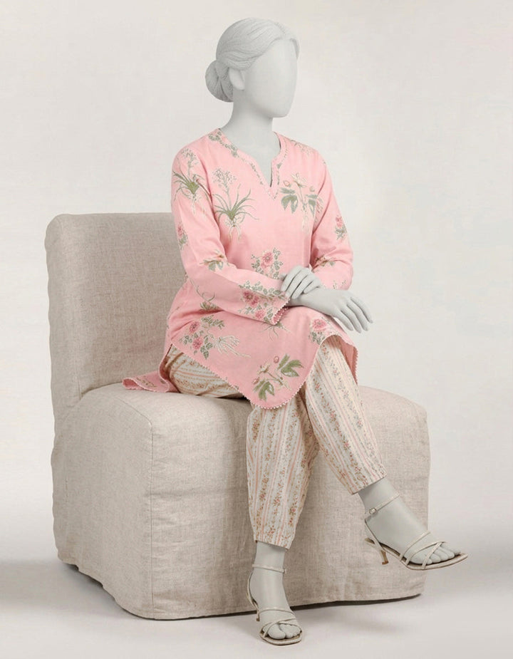 Lawn Pink Stitched Suit - J. Junaid Jamshed