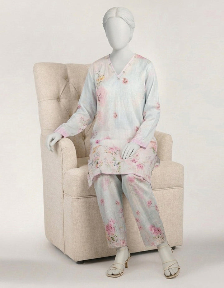 Seersucker Blue Stitched Suit - J. Junaid Jamshed