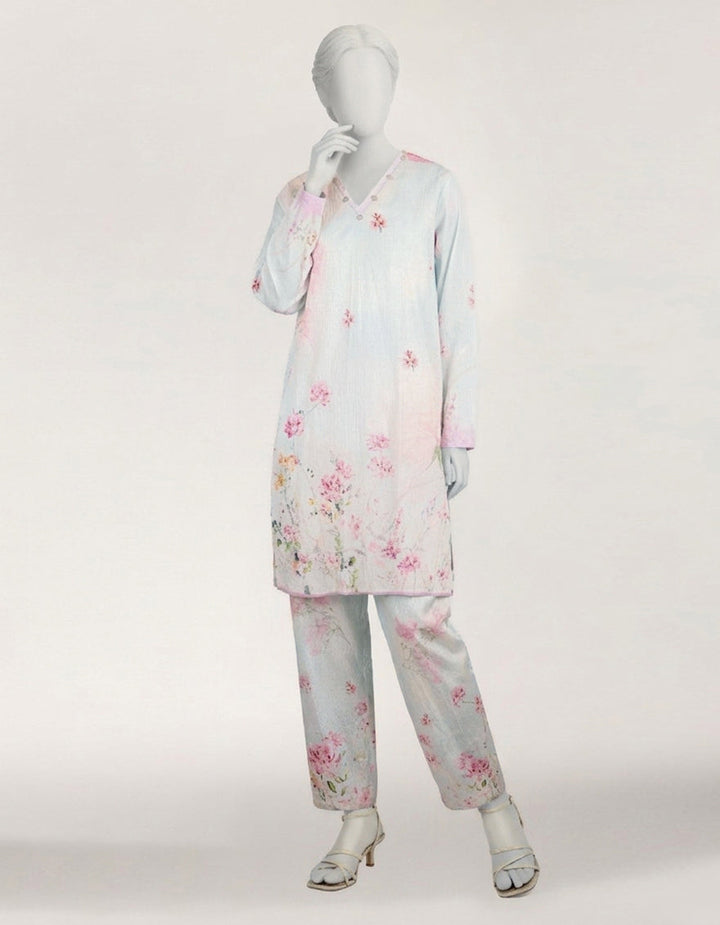 Seersucker Blue Stitched Suit - J. Junaid Jamshed