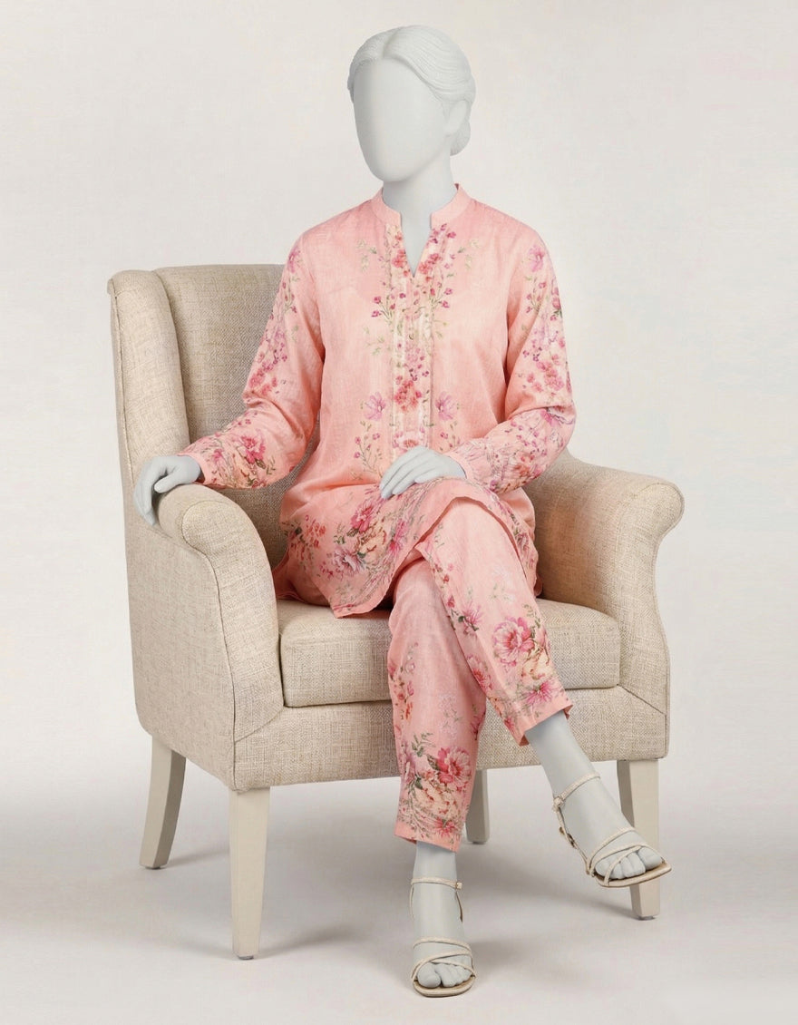 Seersucker Pink Stitched Suit - J. Junaid Jamshed