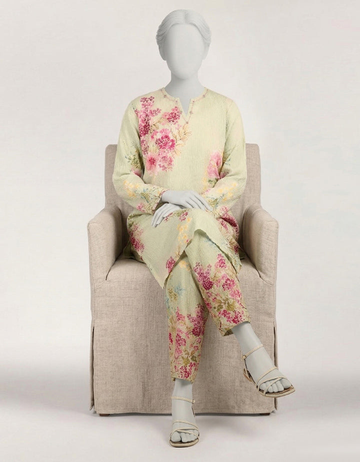 Seersucker Green Stitched Suit - J. Junaid Jamshed