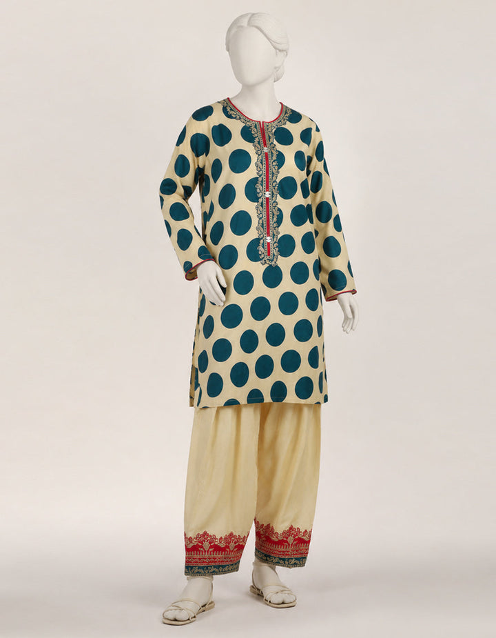 Silk Multicolor Stitched Suit - J. Junaid Jamshed