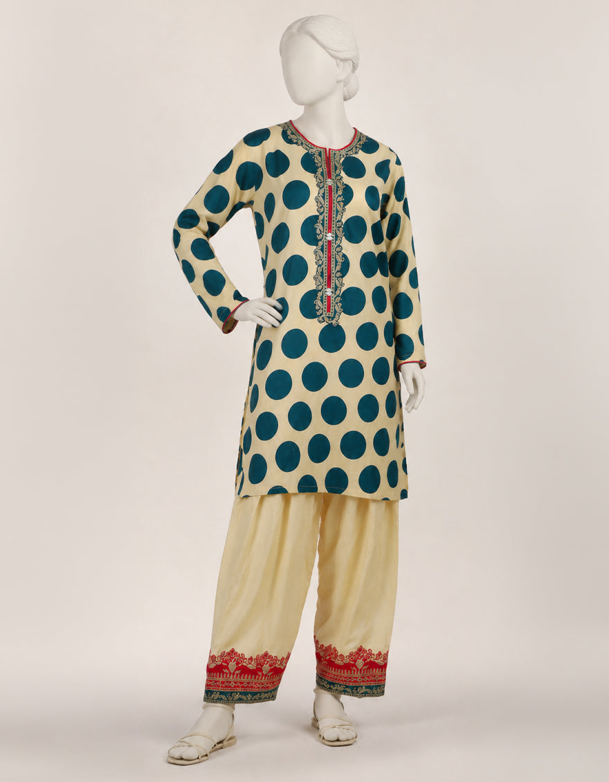 Silk Multicolor Stitched Suit - J. Junaid Jamshed