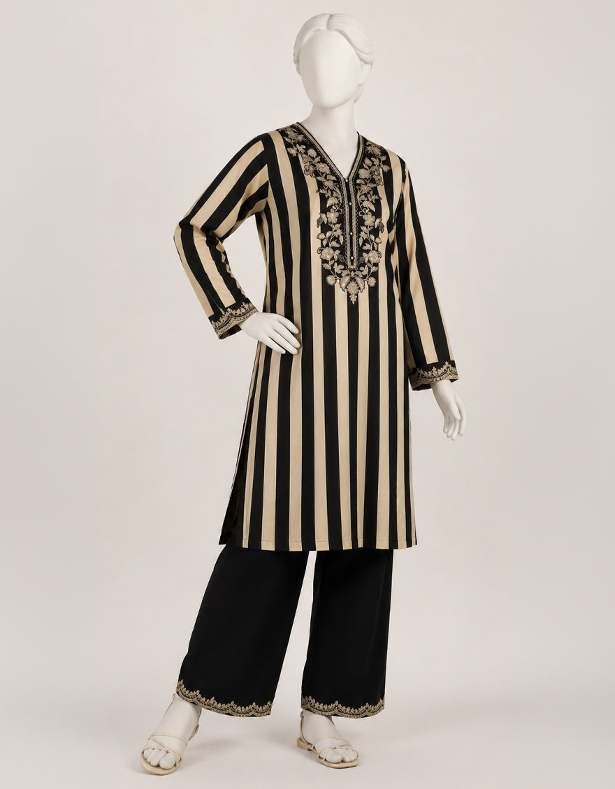 Silk Multicolor Stitched Suit - J. Junaid Jamshed