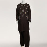 Dobby Black Stitched Suit - J. Junaid Jamshed