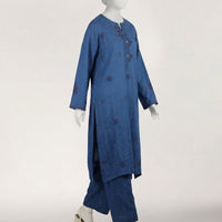 Dobby Blue Stitched Suit - J. Junaid Jamshed