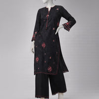 Textured Black Unstitched Suit - J. Junaid Jamshed