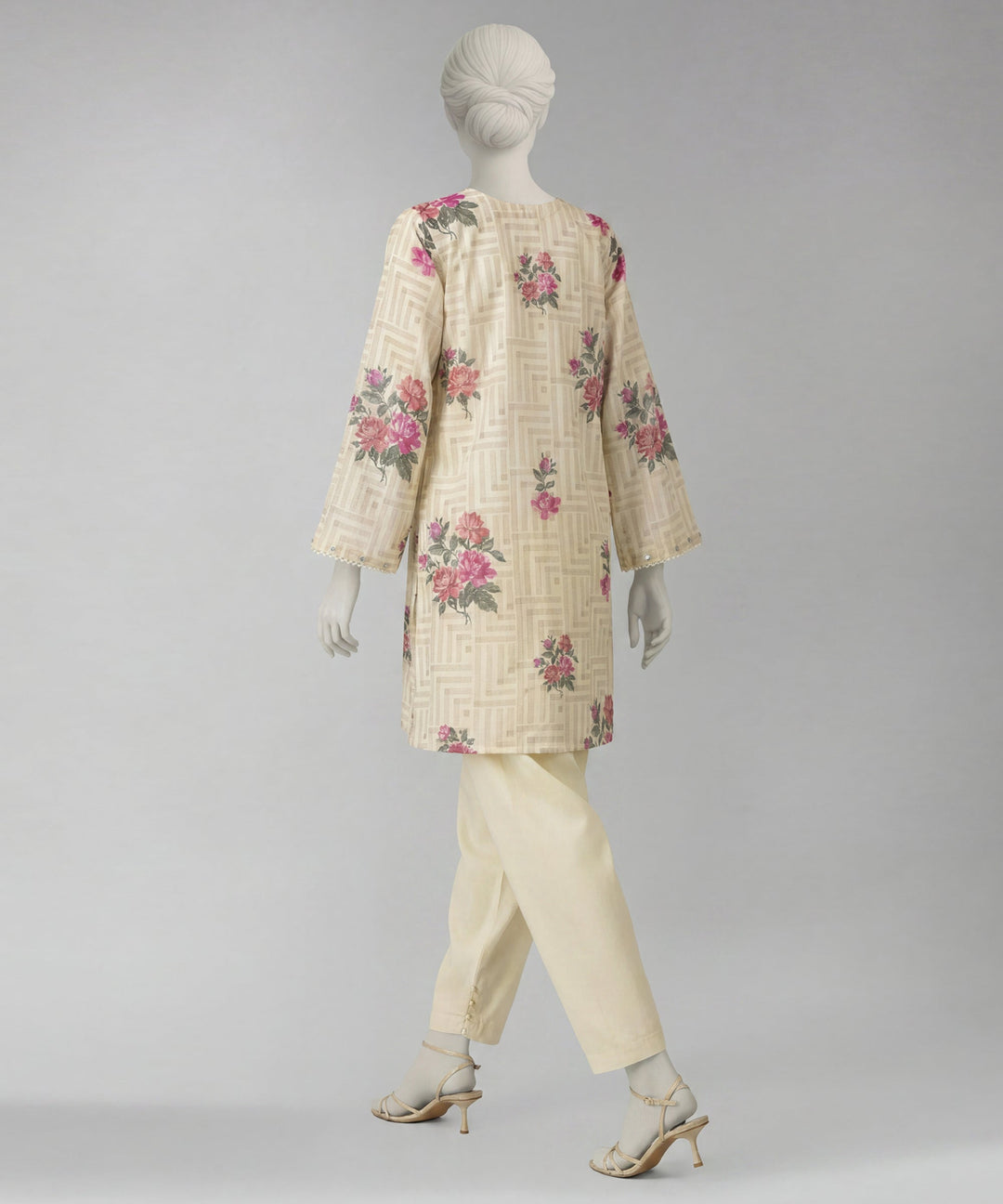 Lawn Cream Unstitched Suit - J. Junaid Jamshed