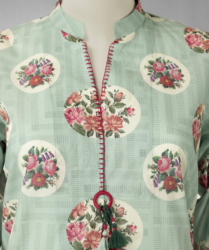 Lawn Blue Unstitched Suit - J. Junaid Jamshed
