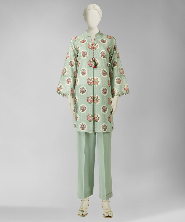 Lawn Blue Unstitched Suit - J. Junaid Jamshed