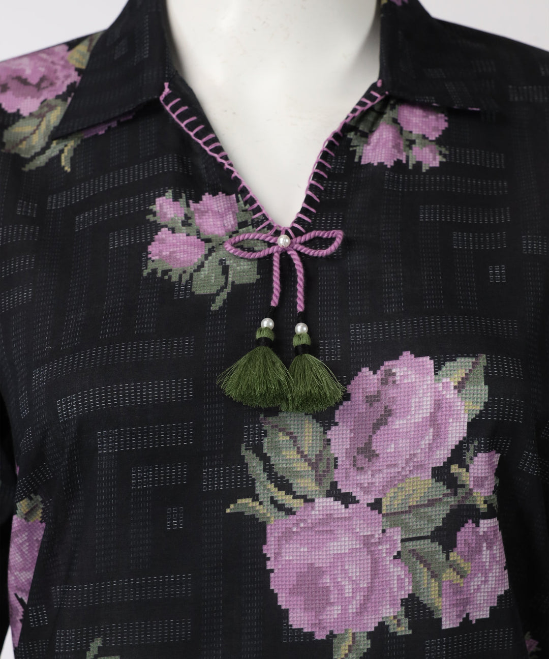 Lawn Black Unstitched Suit - J. Junaid Jamshed