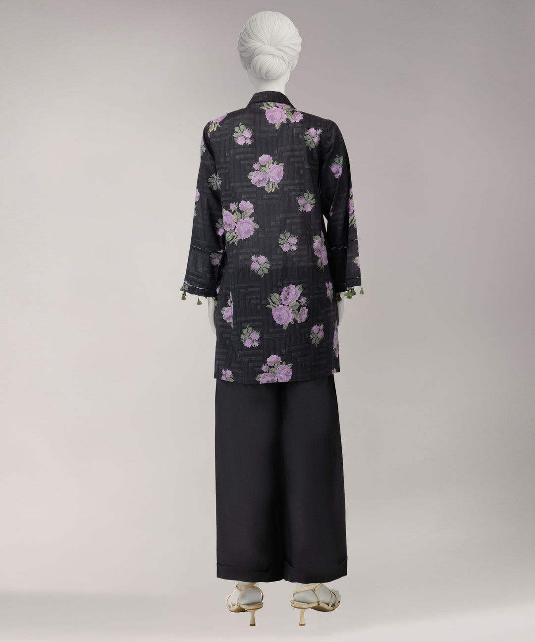 Lawn Black Unstitched Suit - J. Junaid Jamshed