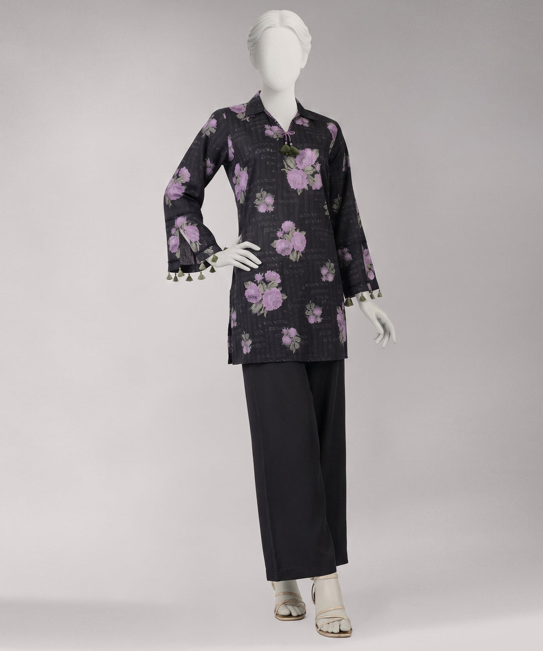 Lawn Black Unstitched Suit - J. Junaid Jamshed