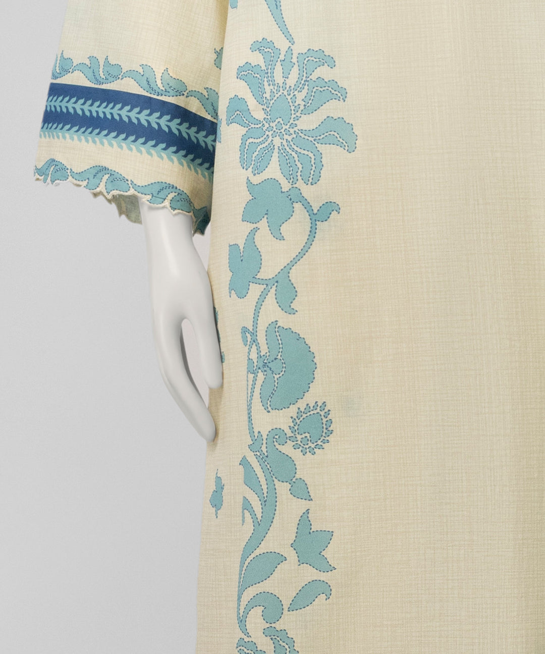 Lawn Cream Unstitched Suit - J. Junaid Jamshed