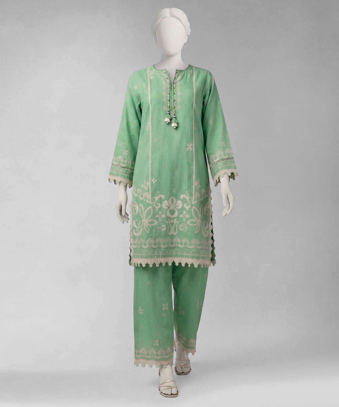 Lawn Green Unstitched Suit - J. Junaid Jamshed
