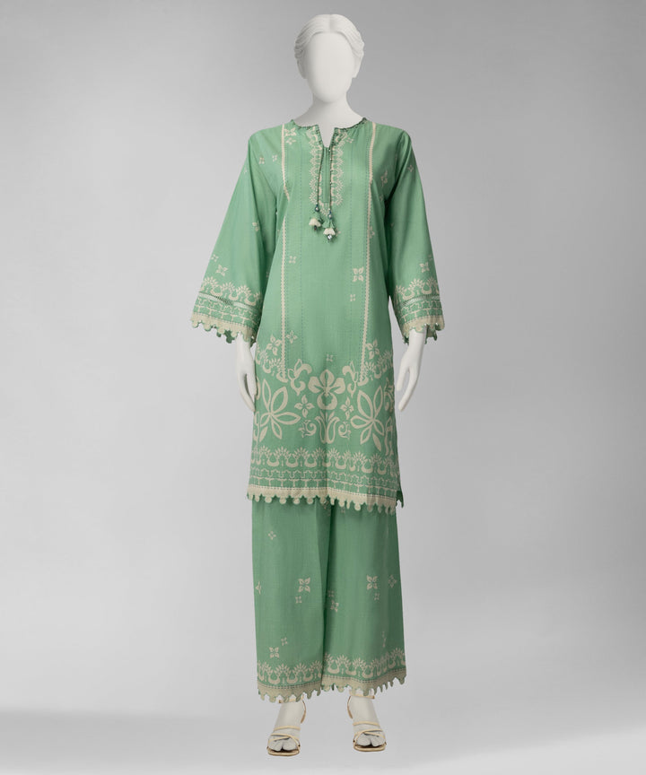 Lawn Green Unstitched Suit - J. Junaid Jamshed