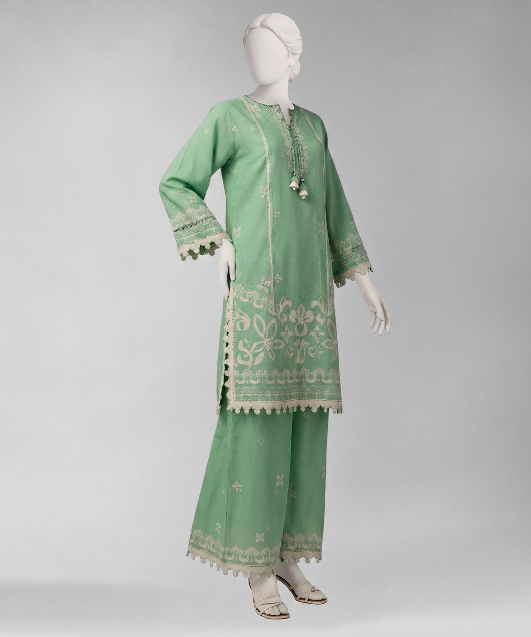 Lawn Green Unstitched Suit - J. Junaid Jamshed