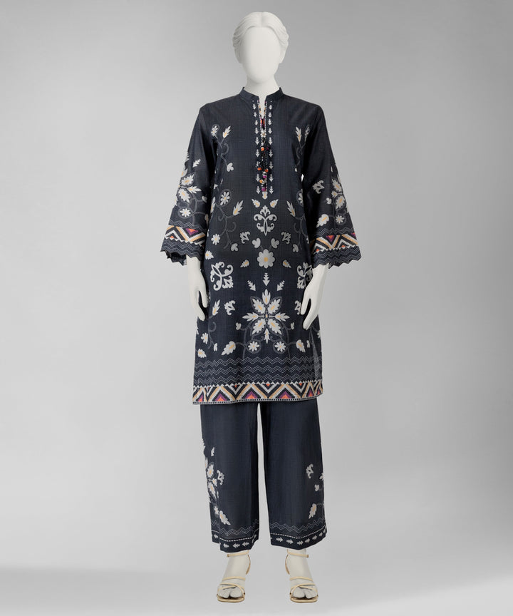 Lawn Black Unstitched Suit - J. Junaid Jamshed