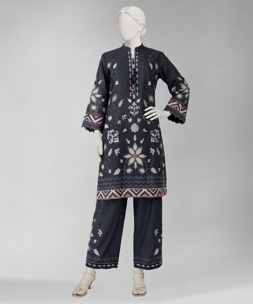 Lawn Black Unstitched Suit - J. Junaid Jamshed