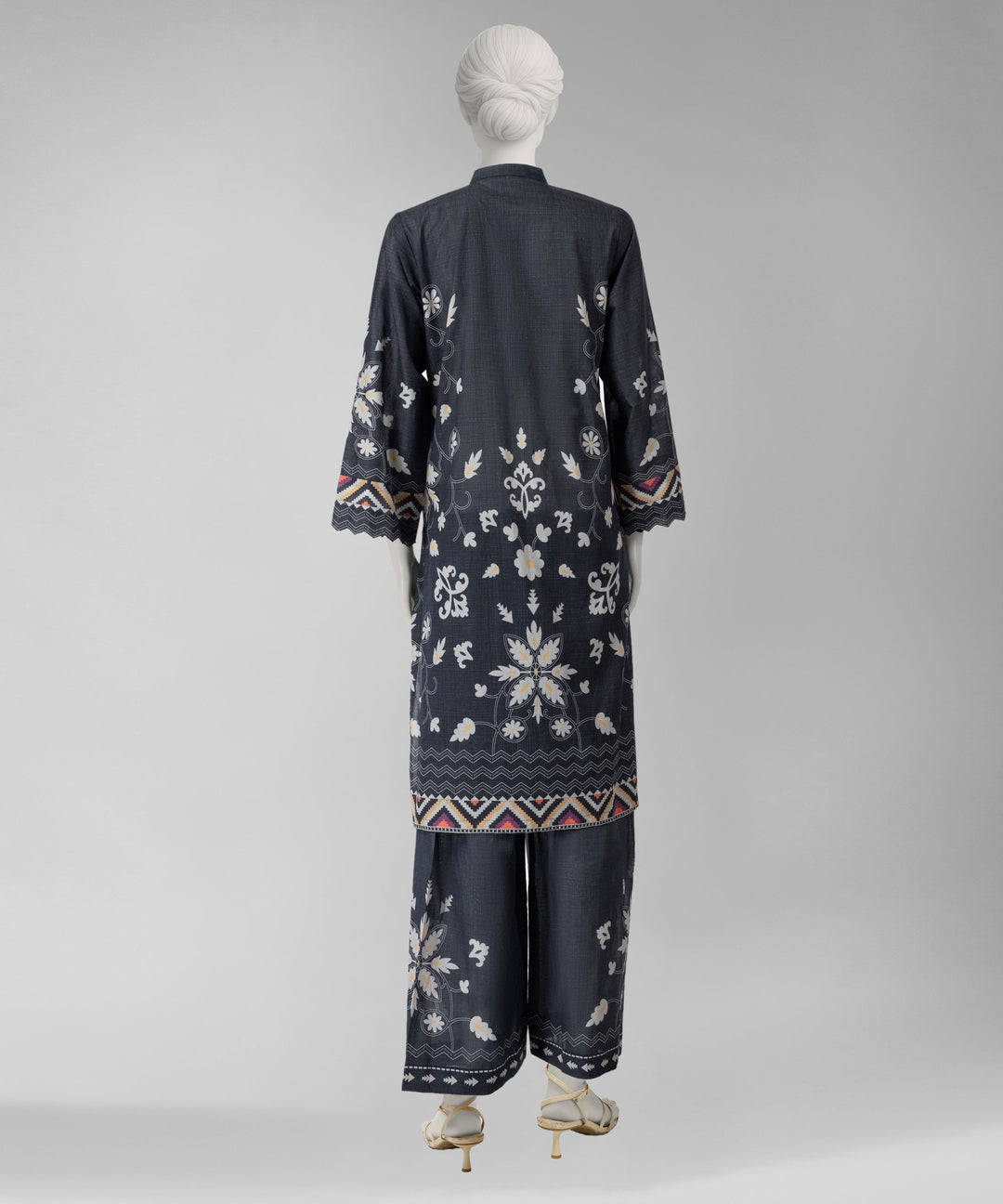 Lawn Black Unstitched Suit - J. Junaid Jamshed