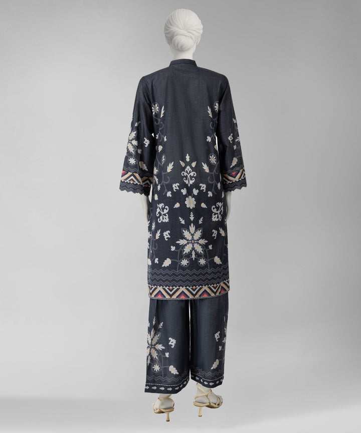 Lawn Black Unstitched Suit - J. Junaid Jamshed