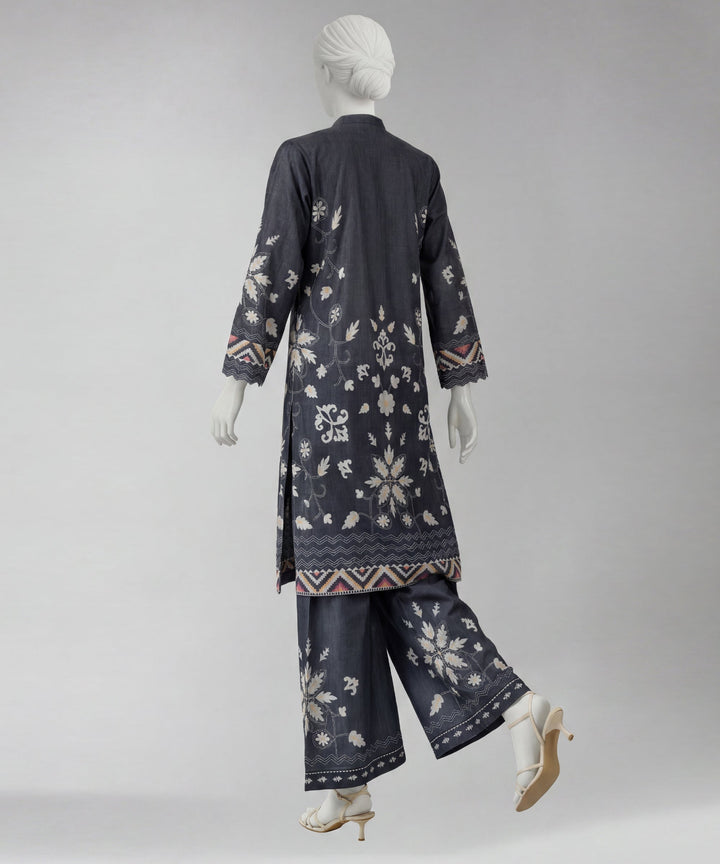 Lawn Black Unstitched Suit - J. Junaid Jamshed