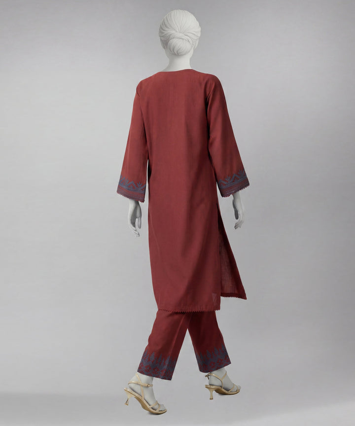Lawn Maroon Unstitched Suit - J. Junaid Jamshed