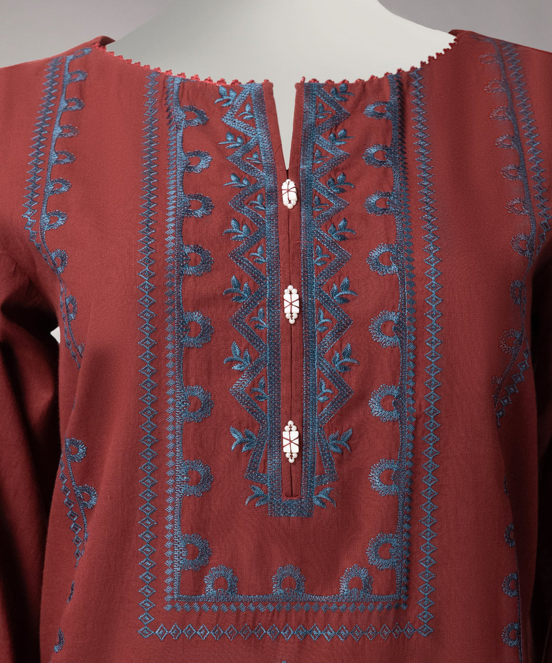 Lawn Maroon Unstitched Suit - J. Junaid Jamshed