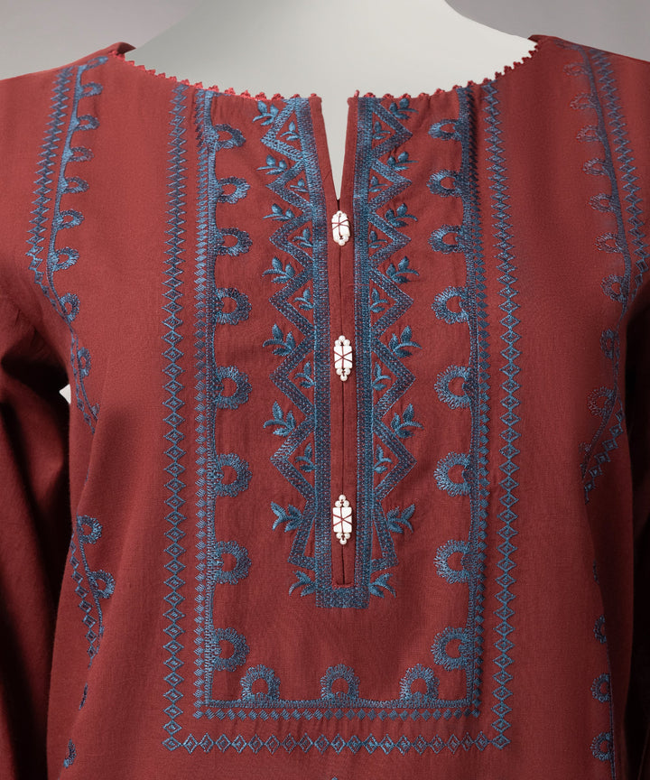 Lawn Maroon Unstitched Suit - J. Junaid Jamshed