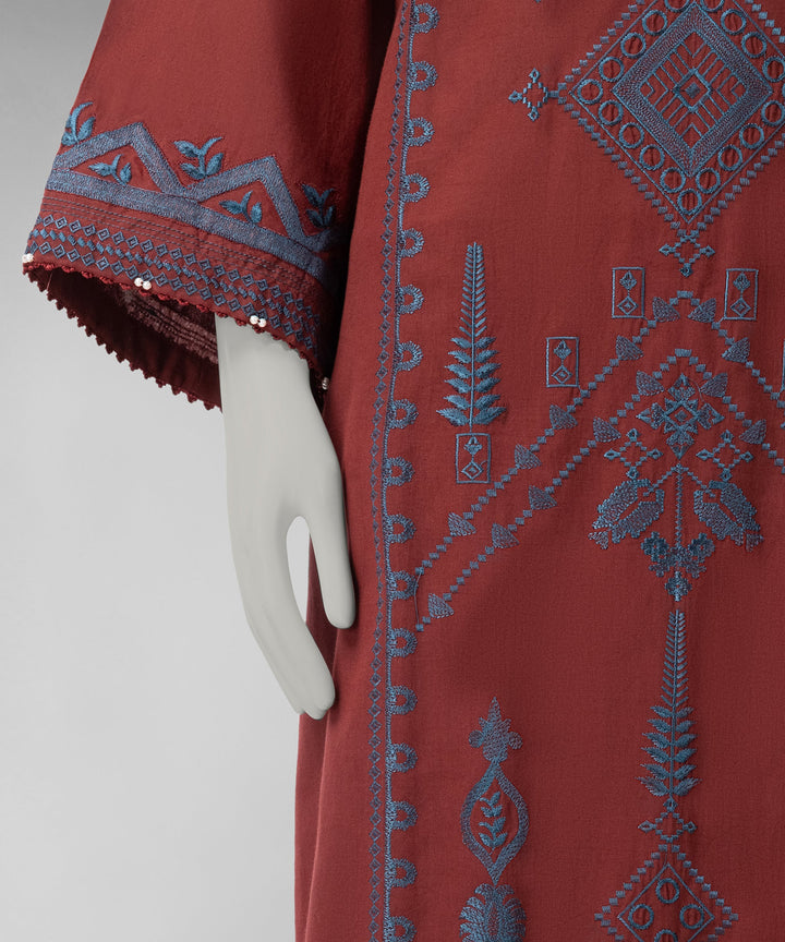 Lawn Maroon Unstitched Suit - J. Junaid Jamshed