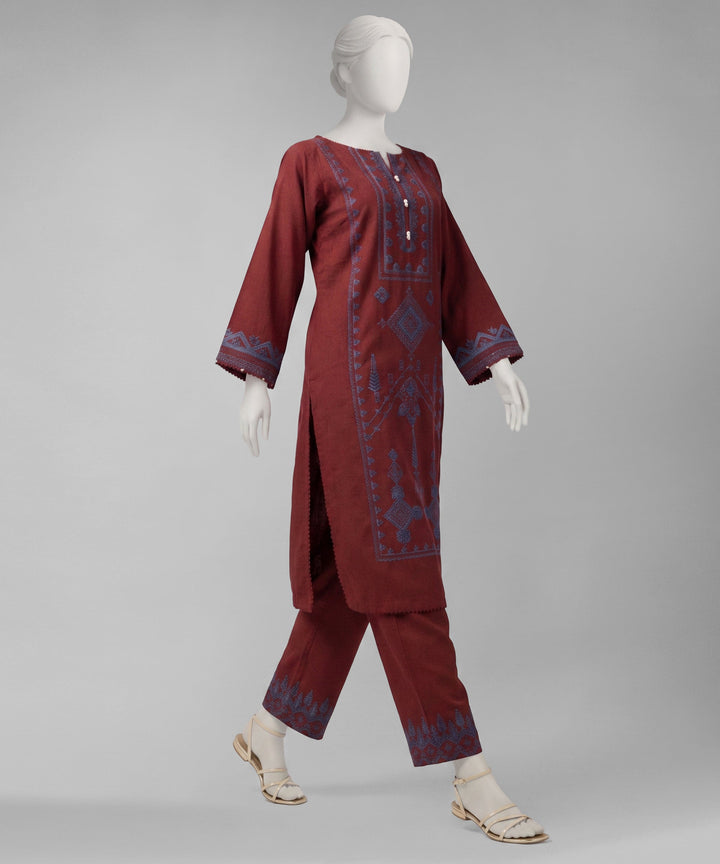 Lawn Maroon Unstitched Suit - J. Junaid Jamshed