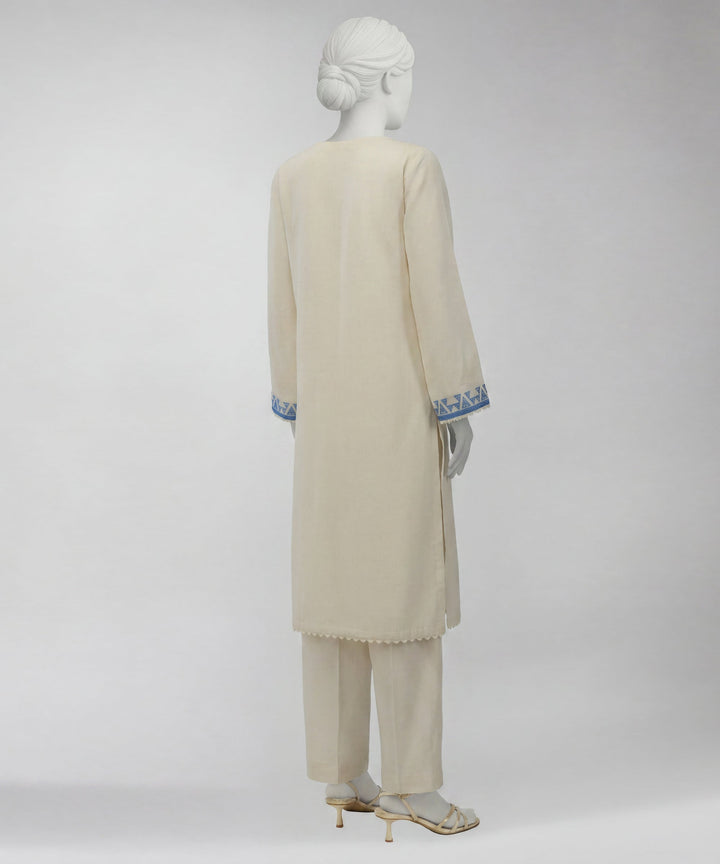 Lawn Off White Unstitched Suit - J. Junaid Jamshed