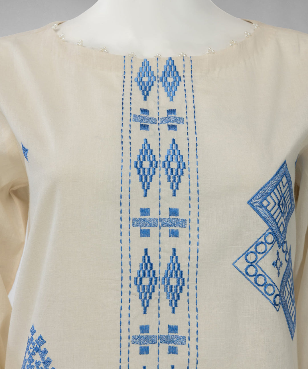 Lawn Off White Unstitched Suit - J. Junaid Jamshed