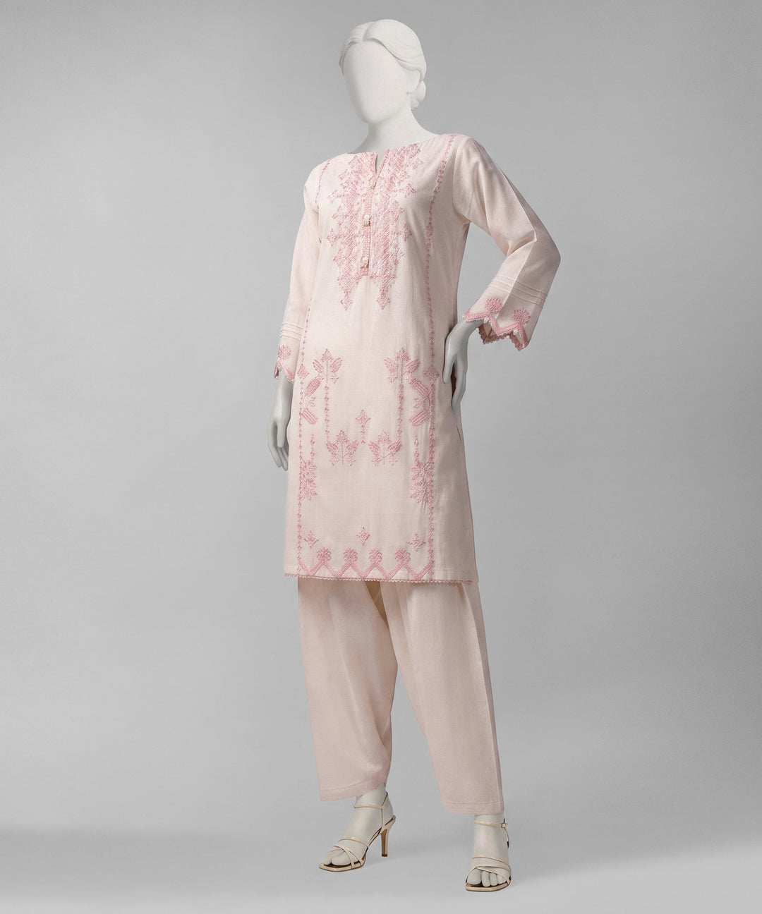 Lawn Pink Unstitched Suit - J. Junaid Jamshed