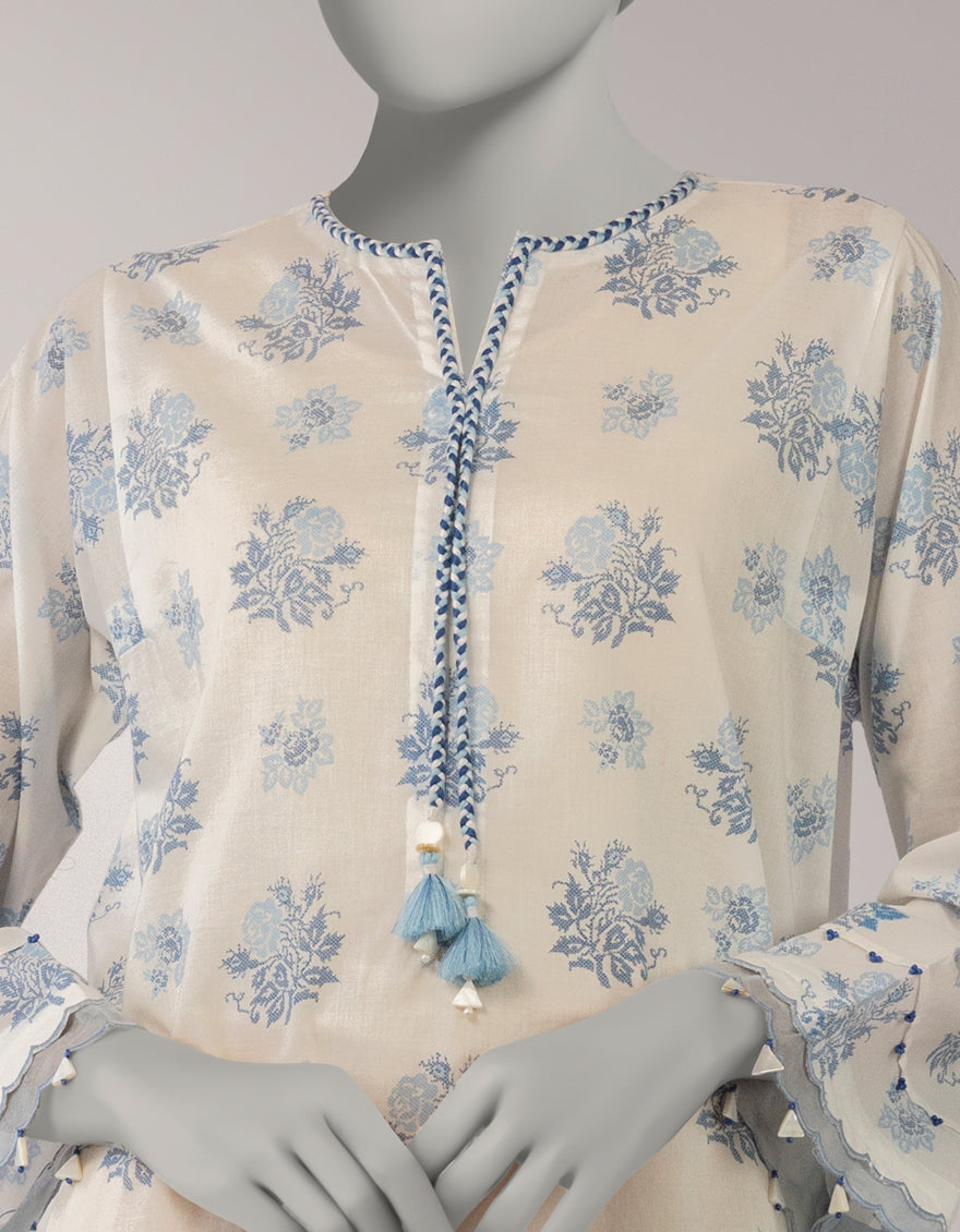 Lawn White Unstitched Suit - J. Junaid Jamshed