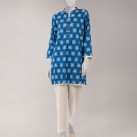 Lawn Blue Unstitched Suit - J. Junaid Jamshed