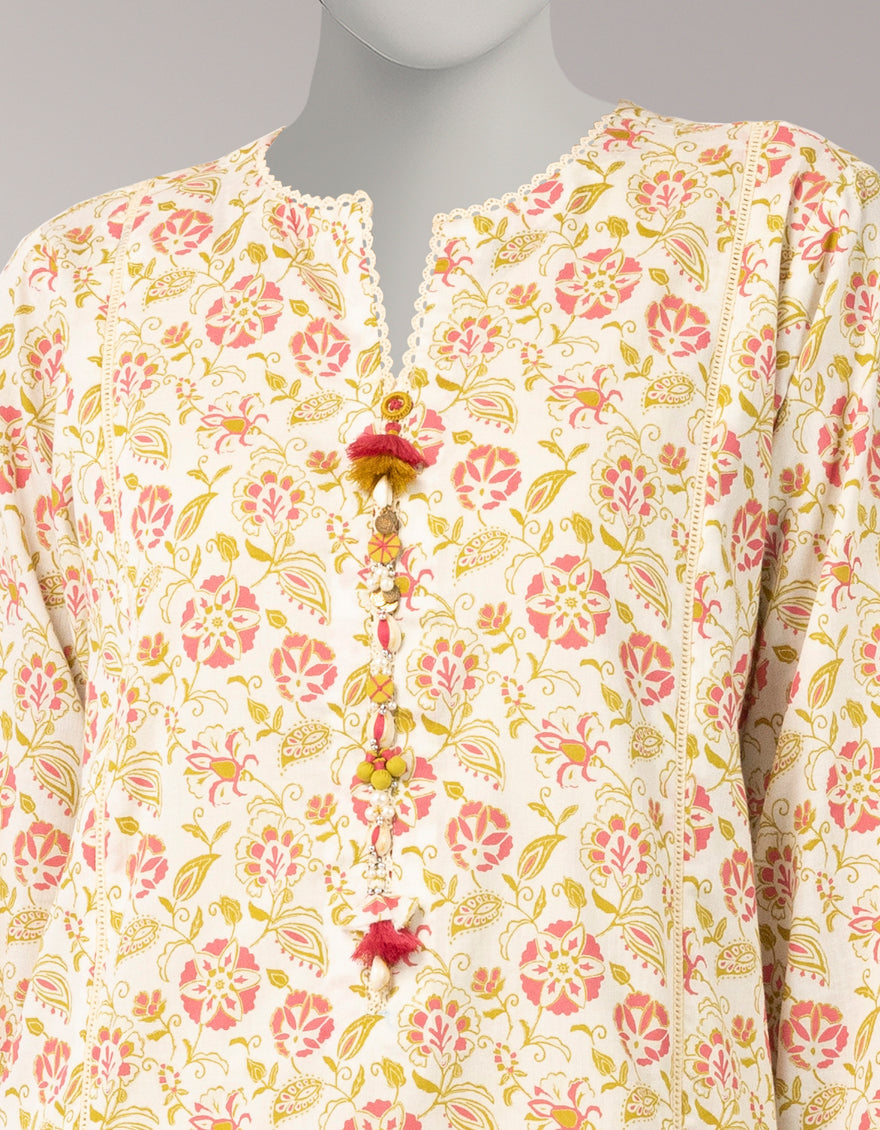 Lawn Off White Unstitched Suit - J. Junaid Jamshed